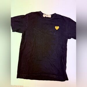 T362- Comme des Garcons Black Tee with Yellow Heart